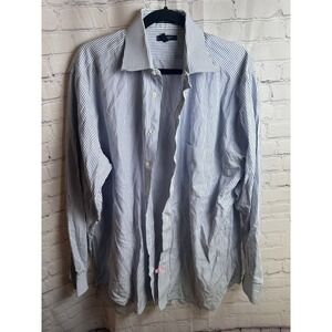 Burberry London Striped Dress Shirt 2-Ply Cotton Button Down 16 1/2 34